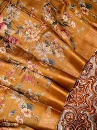 Handwoven Butter Mustard Banaras Tussar Silk Saree