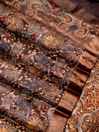 Handwoven Dusty Wine Banaras Tussar Silk Saree