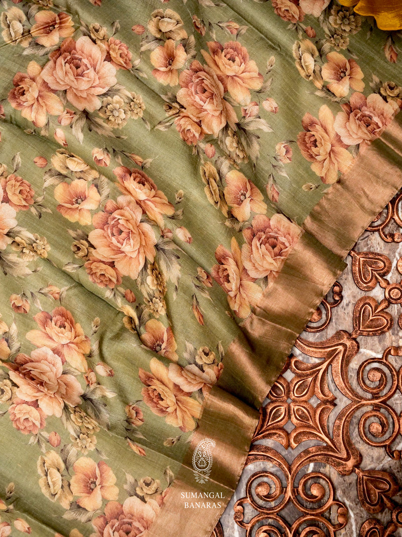 Handwoven Plum Pink Banaras Tussar Silk Saree