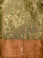Handwoven Saga Green Banaras Tussar Silk Saree