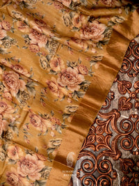 Handwoven Muse Yellow Banaras Tussar Silk Saree