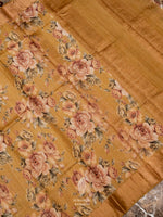 Handwoven Muse Yellow Banaras Tussar Silk Saree