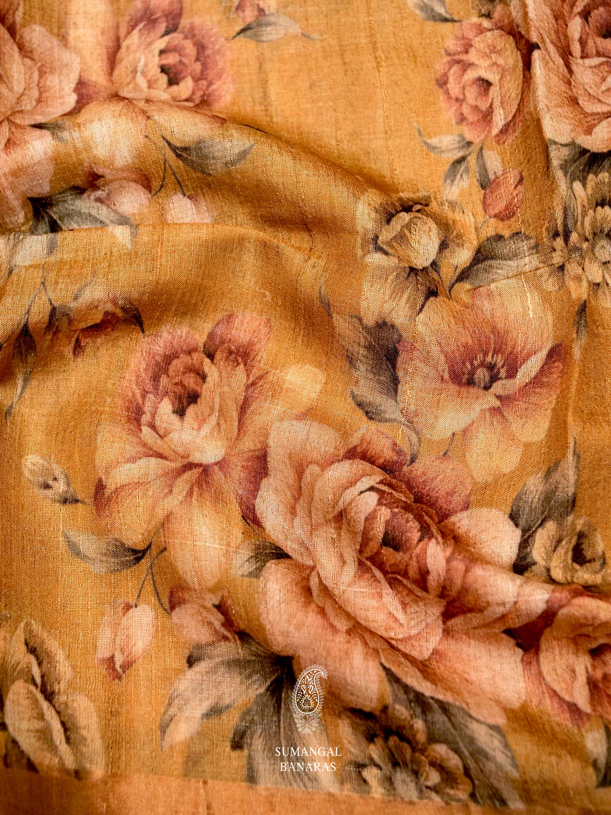 Handwoven Muse Yellow Banaras Tussar Silk Saree