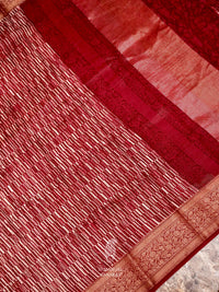 Handwoven Rustic Red Banaras Muslin Cotton Saree