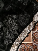 Handwoven Jet Black Banarasi Muslin Cotton Saree