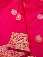 Handwoven Hot pink Katan Silk Saree