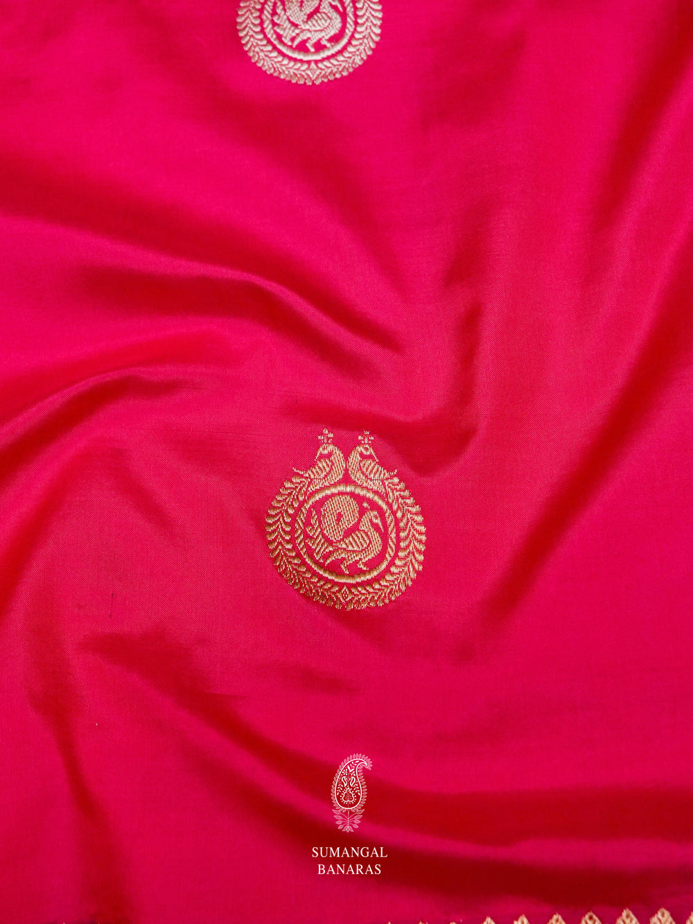 Handwoven Hot pink Katan Silk Saree