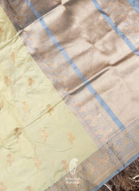 Handwoven Tea Green Banarasi Katan Silk Saree