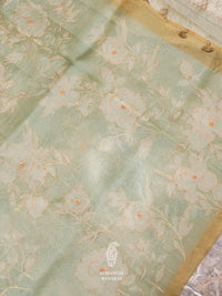 Handwoven Banarasi Mint Green Organza Saree