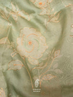 Handwoven Banarasi Mint Green Organza Saree