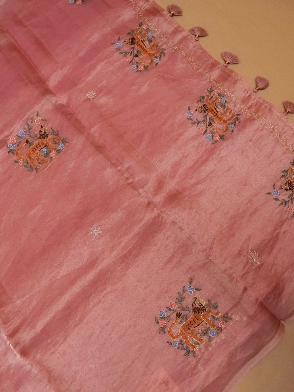 Handwoven Pink Banarasi Tissue Silk Saree