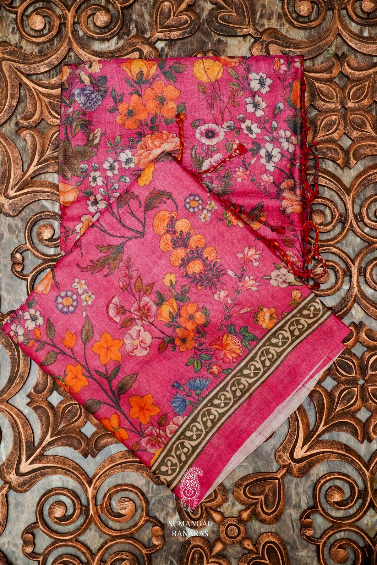 Handwoven Pink Banarasi Moonga Silk Saree