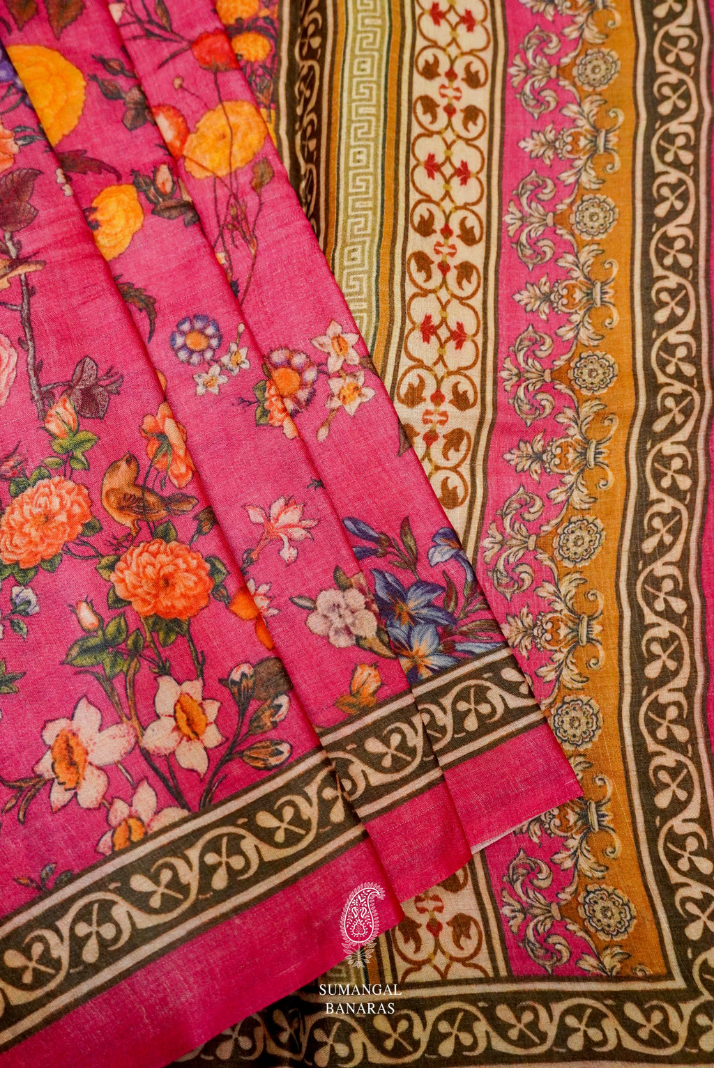 Handwoven Pink Banarasi Moonga Silk Saree