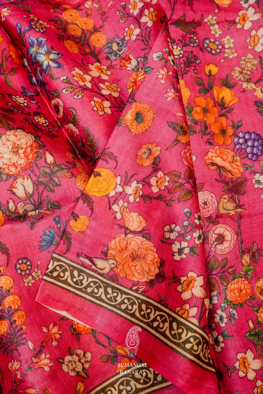 Handwoven Pink Banarasi Moonga Silk Saree