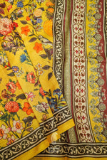 Handwoven Yellow Banarasi Moonga Silk Saree