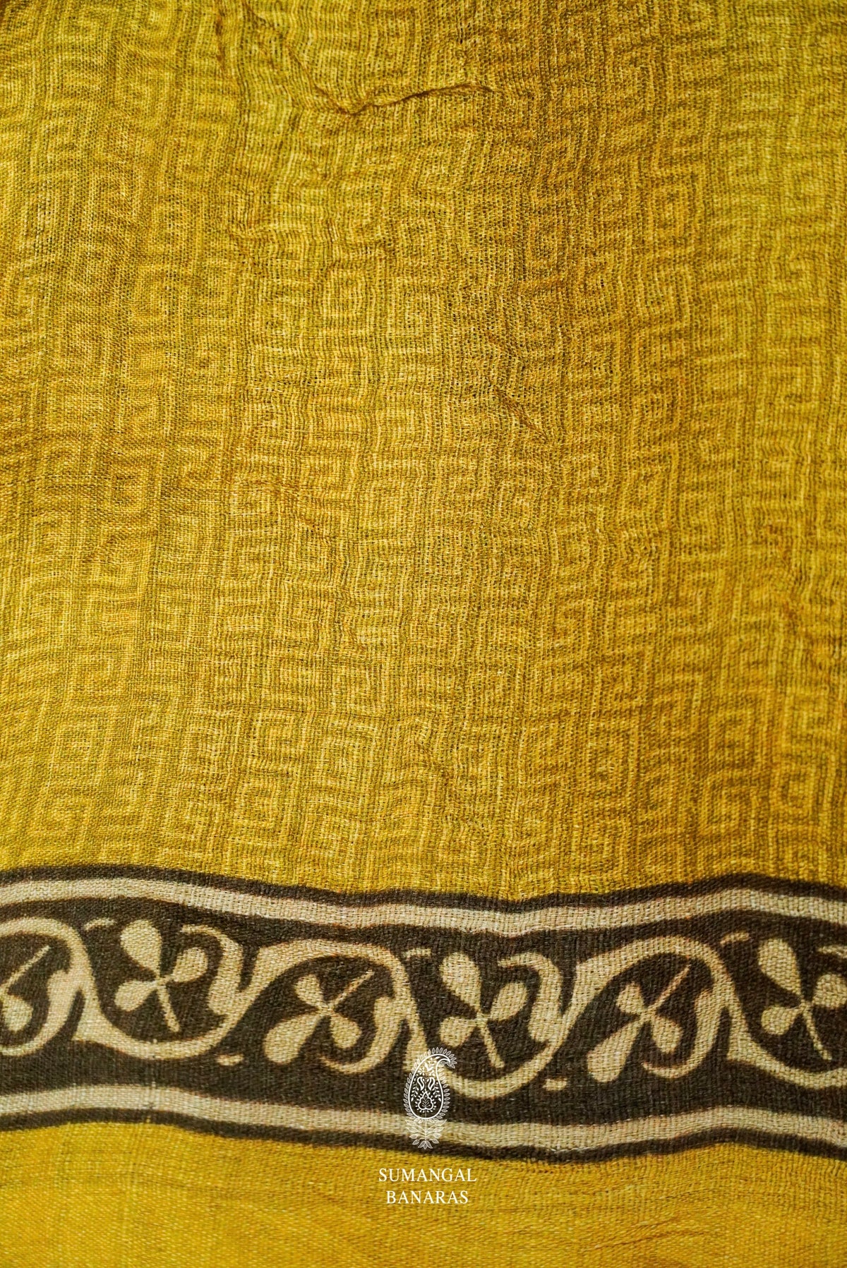 Handwoven Yellow Banarasi Moonga Silk Saree
