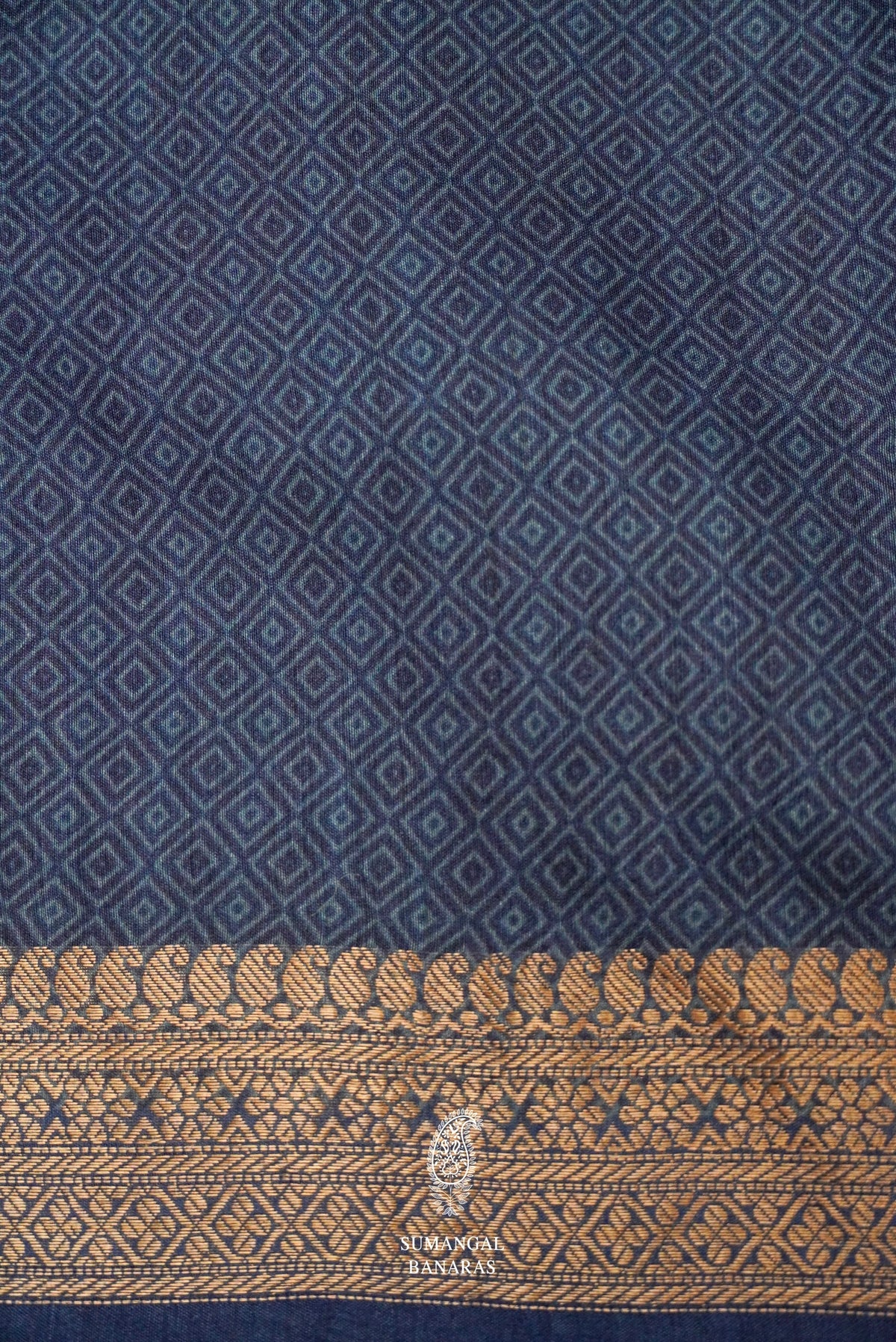 Handwoven Teal Blue Banarasi Tussar Silk Saree