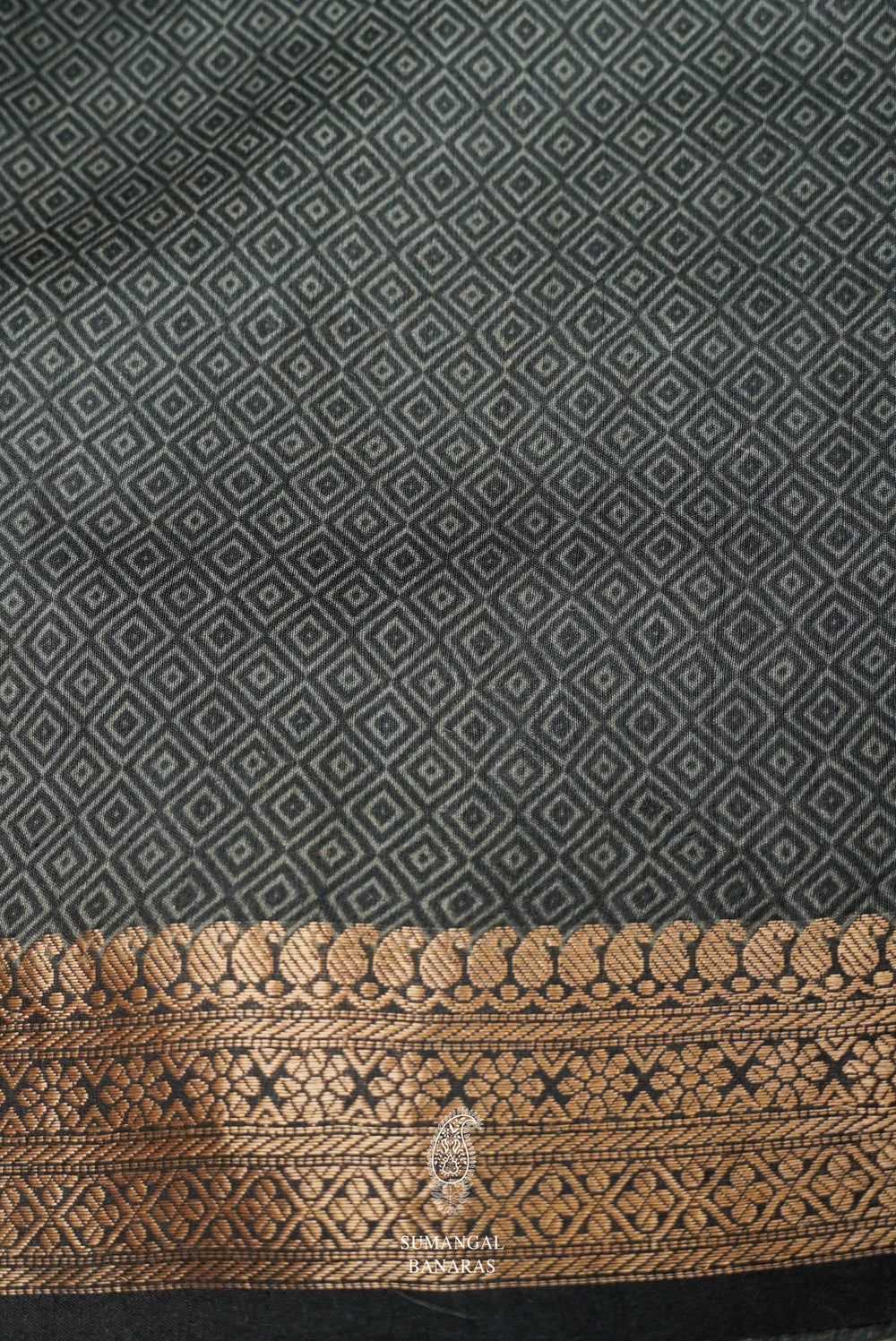 Handwoven Black Banarasi Tussar Silk Saree