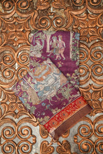 Handwoven Wine Banarasi Muslin Silk Saree