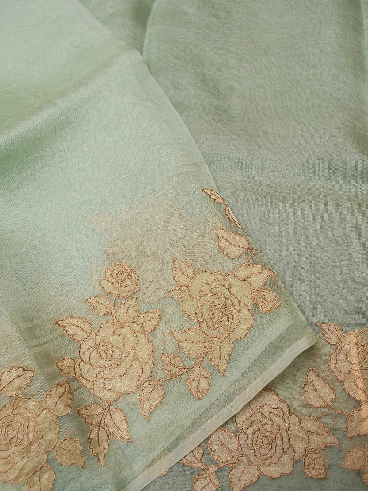 Designer Aqua Green Kora Silk Suit