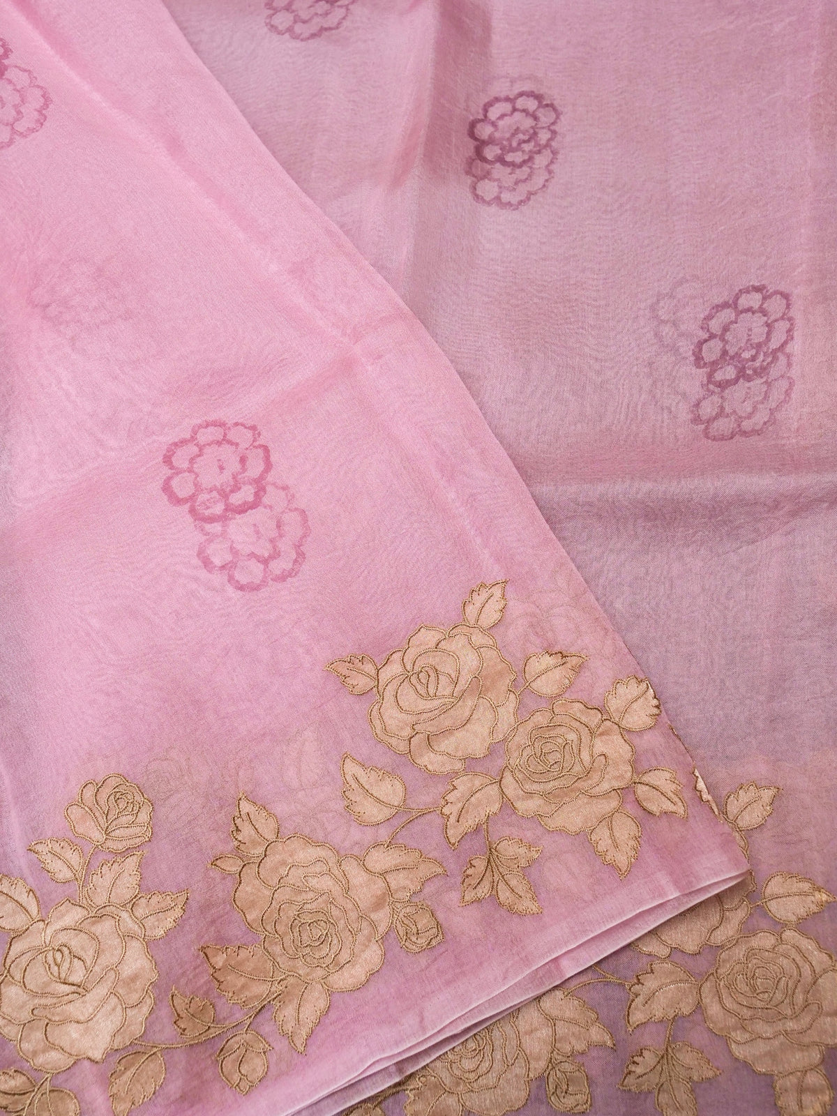 Designer Pink Kora Silk Suit