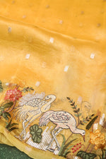 Handwoven Pastel yellow Banarasi Organza Silk Saree