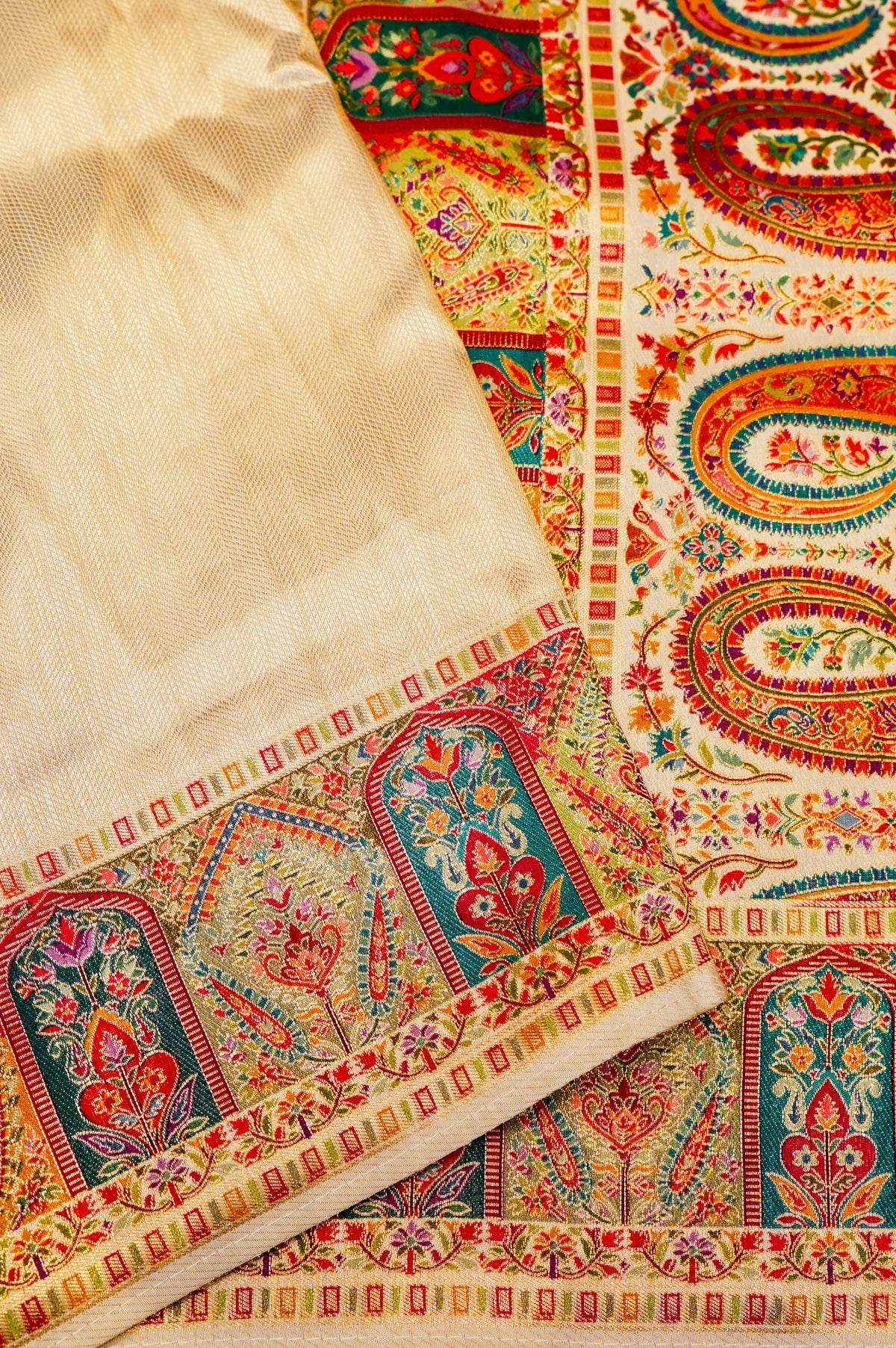 Banarasi Beige Blended Moonga Silk Saree