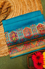 Banarasi Sky Blue Blended Moonga Silk Saree