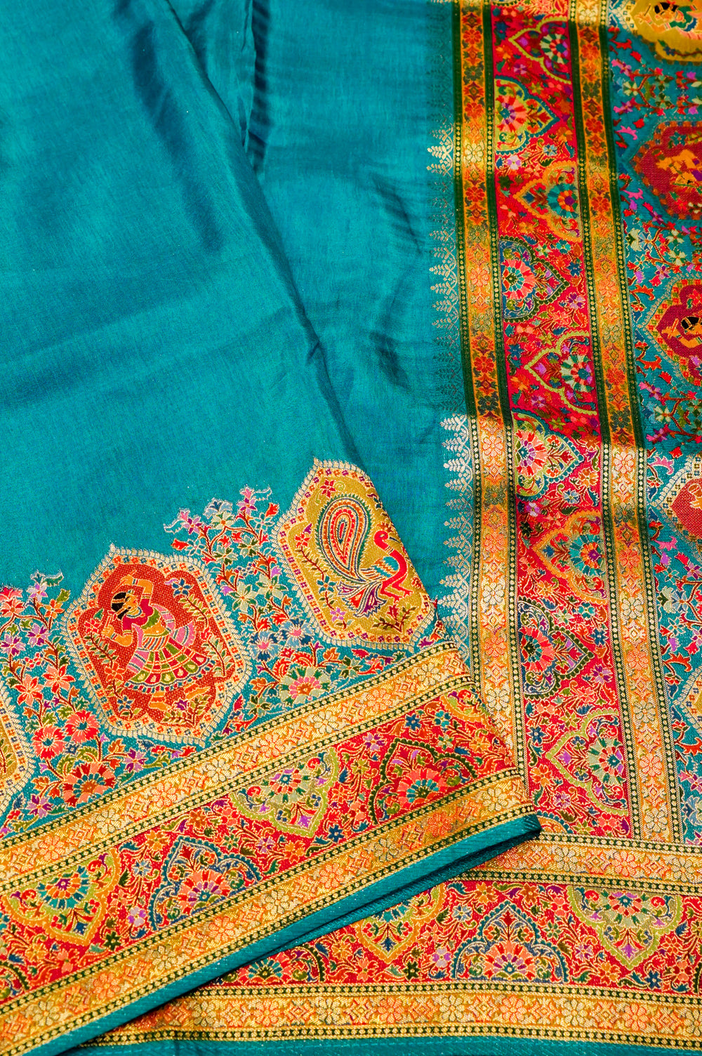 Banarasi Sky Blue Blended Moonga Silk Saree