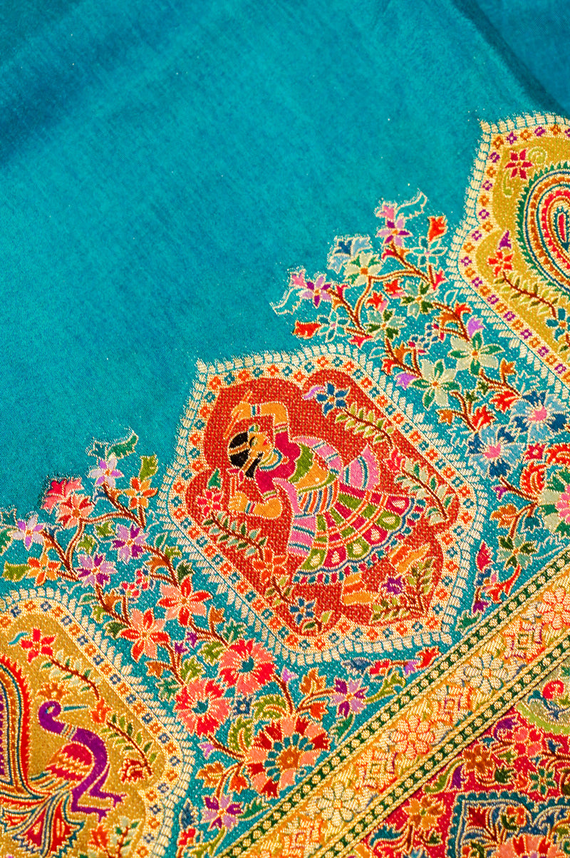 Banarasi Sky Blue Blended Moonga Silk Saree
