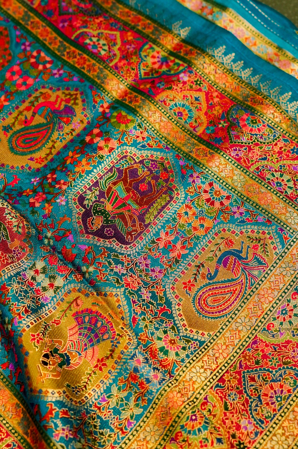Banarasi Sky Blue Blended Moonga Silk Saree