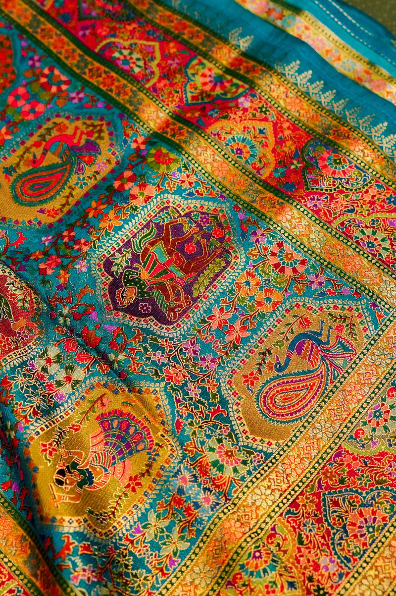 Banarasi Sky Blue Blended Moonga Silk Saree