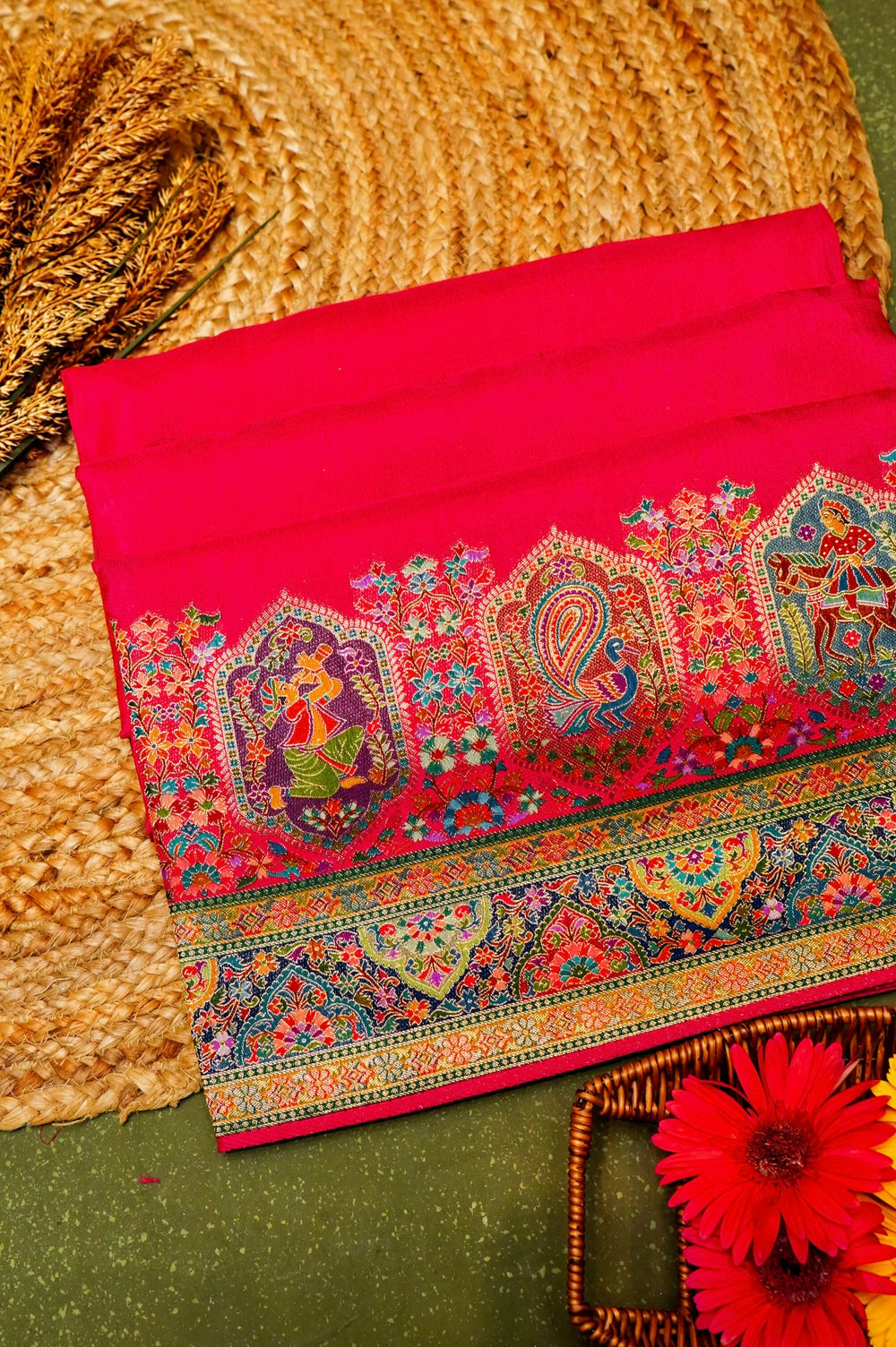 Banarasi Pink Blended Moonga Silk Saree