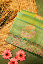 Banarasi Light Green Blended Tissue Georgette Saree