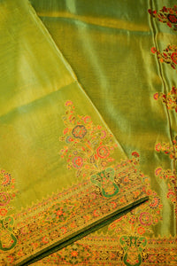 Banarasi Light Green Blended Tissue Georgette Saree
