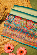Banarasi Peacock Blue Blended Moonga Silk Saree