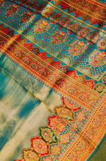 Banarasi Peacock Blue Blended Moonga Silk Saree