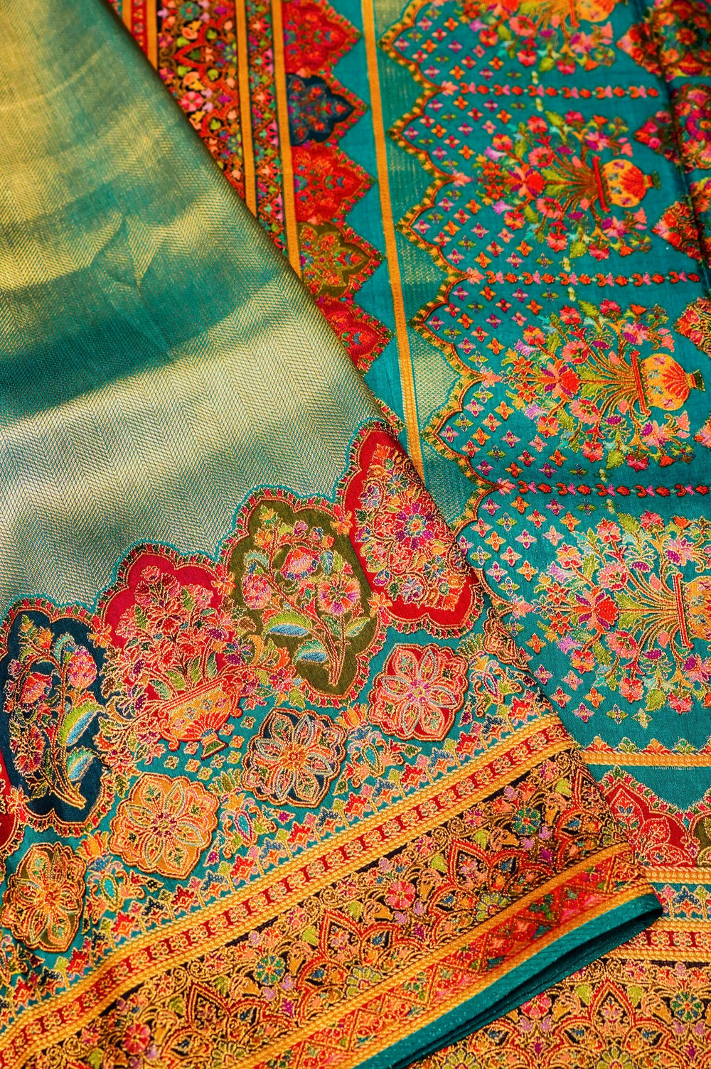 Banarasi Peacock Blue Blended Moonga Silk Saree
