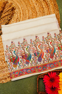 Banarasi White Blended Moonga Silk Saree
