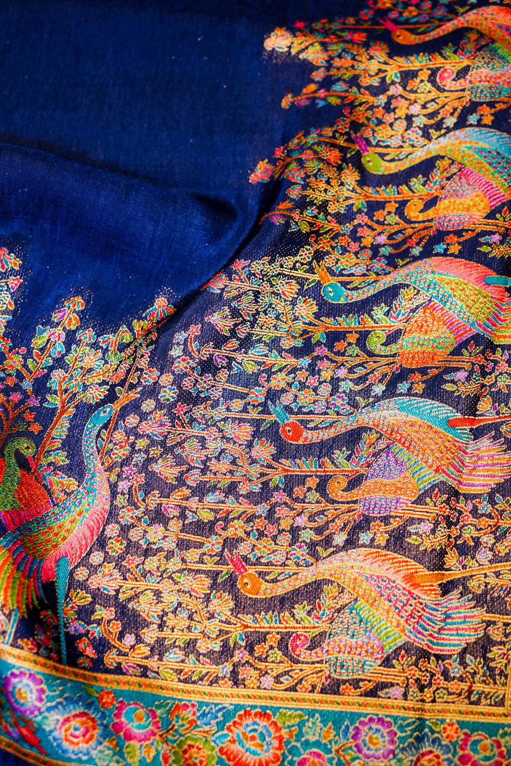 Banarasi Navy Blue Blended Moonga Silk Saree