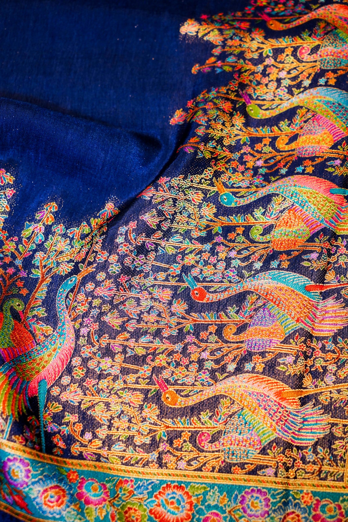 Banarasi Navy Blue Blended Moonga Silk Saree