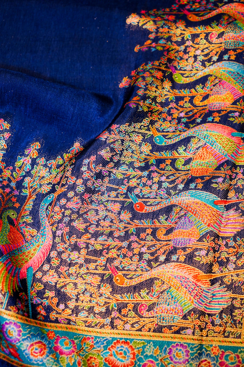 Banarasi Navy Blue Blended Moonga Silk Saree