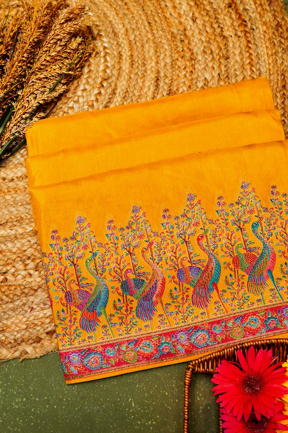 Banarasi Yellow Blended Moonga Silk Saree