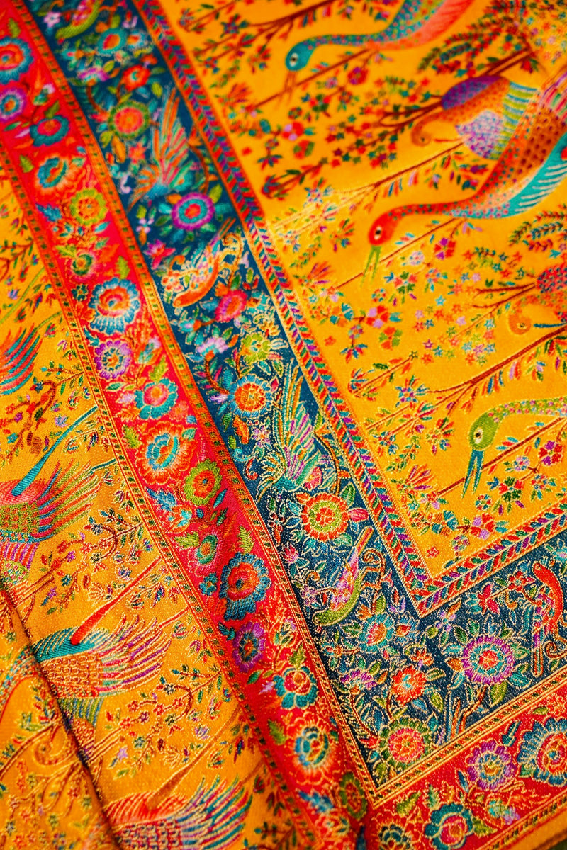 Banarasi Yellow Blended Moonga Silk Saree