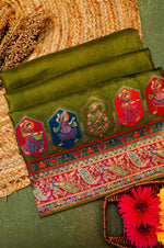 Banarasi Mehdi Green Blended Moonga Silk Saree
