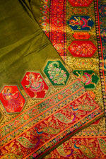 Banarasi Mehdi Green Blended Moonga Silk Saree