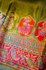 Banarasi Mehdi Green Blended Moonga Silk Saree