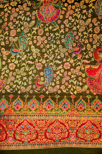 Banarasi Mehdi Green Blended Moonga Silk Saree