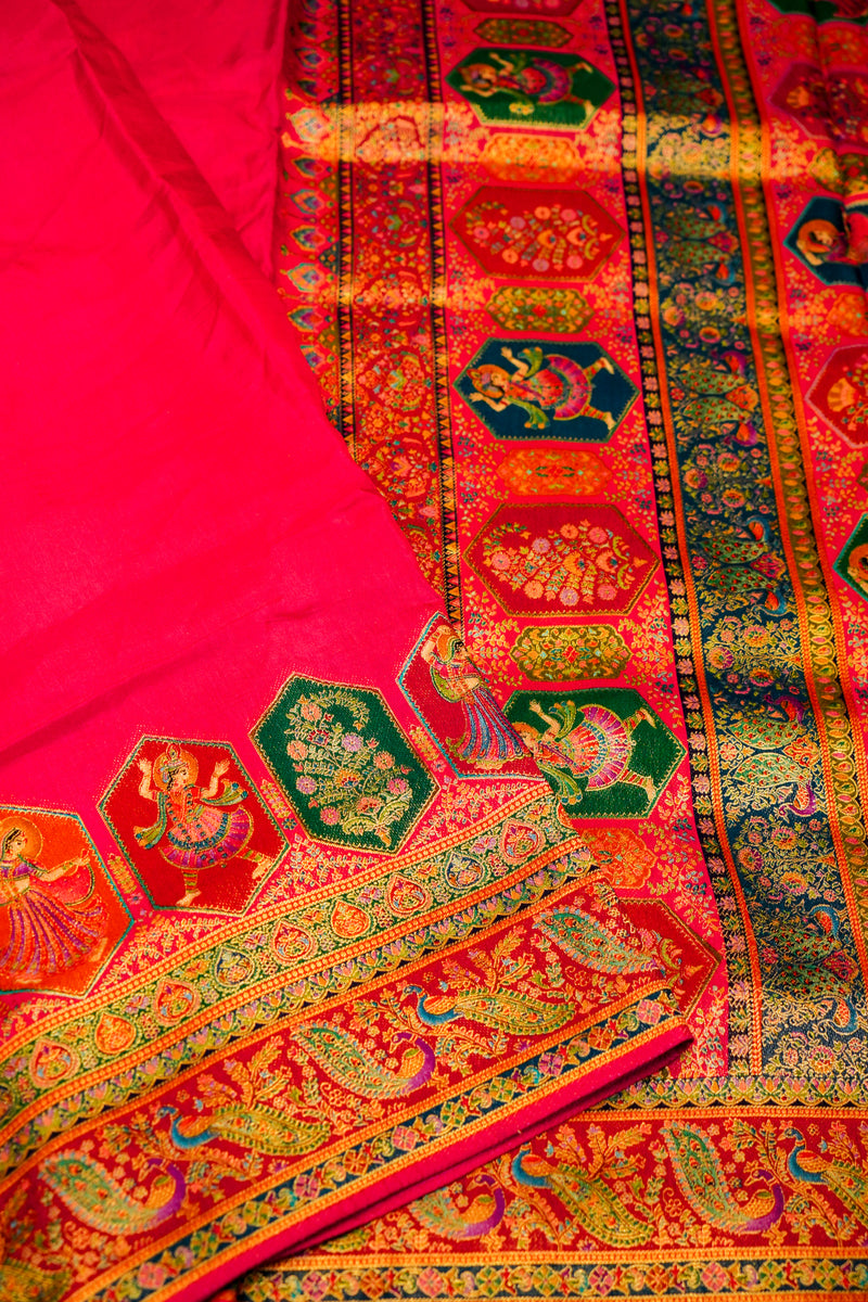Banarasi Pink Blended Moonga Silk Saree