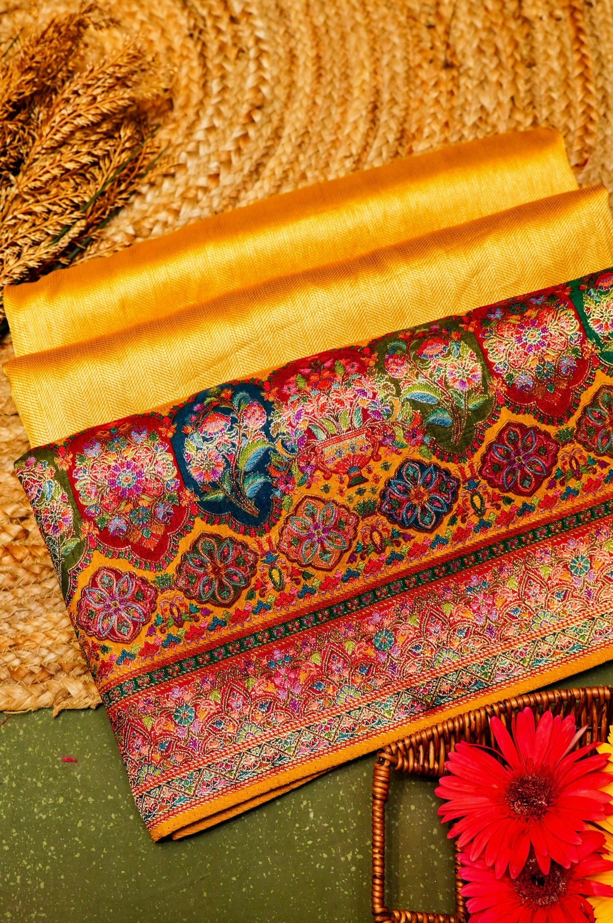 Banarasi Golden Blended Moonga Silk Saree